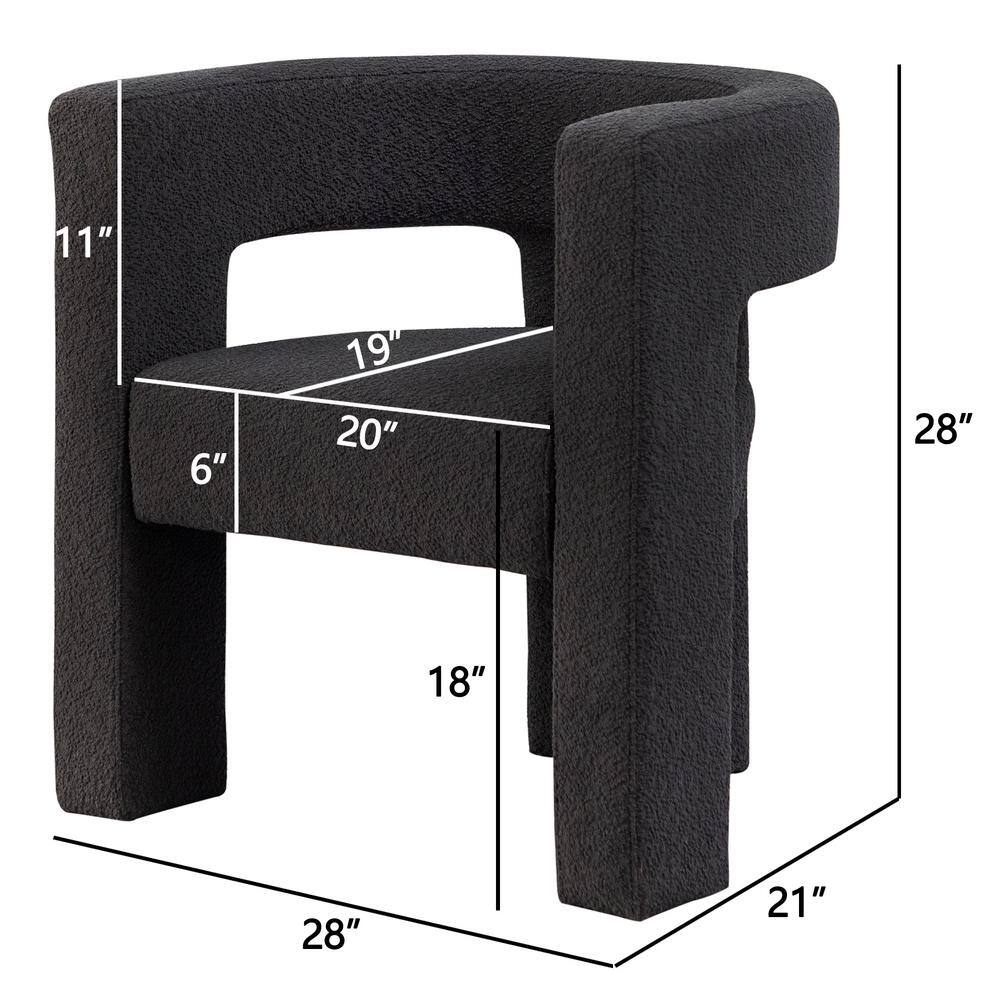 KINWELL Black 28 in. Wide Boucle Upholstered Square Armchair (Set of 2)