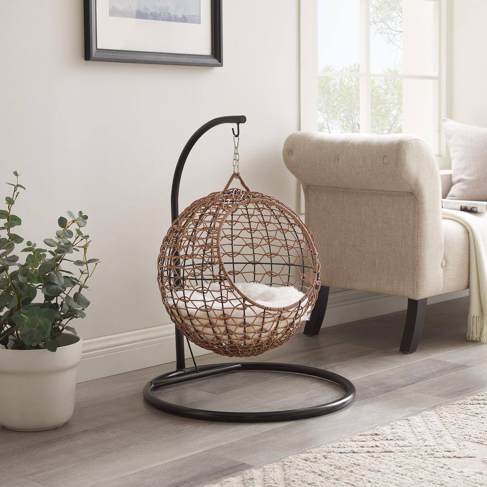 None Nala Medium Brown Hanging Egg Cat Condo Bed