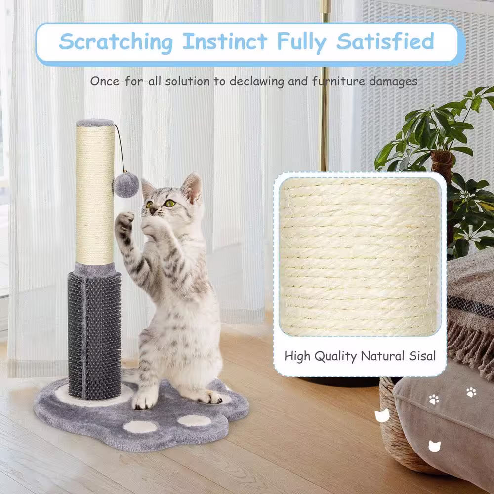 ANGELES HOME 20.5 in. Tall Cat Scratching Post with Sisal Rope and Plush Ball