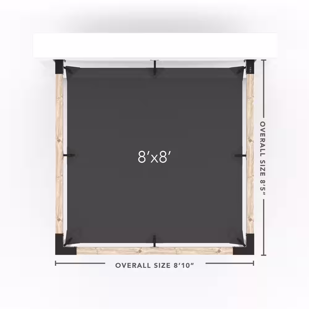 TOJA GRID 8 ft. L x 8 ft. W Mount Pergola Kit with White Shade Sail, for 4x4 Wood