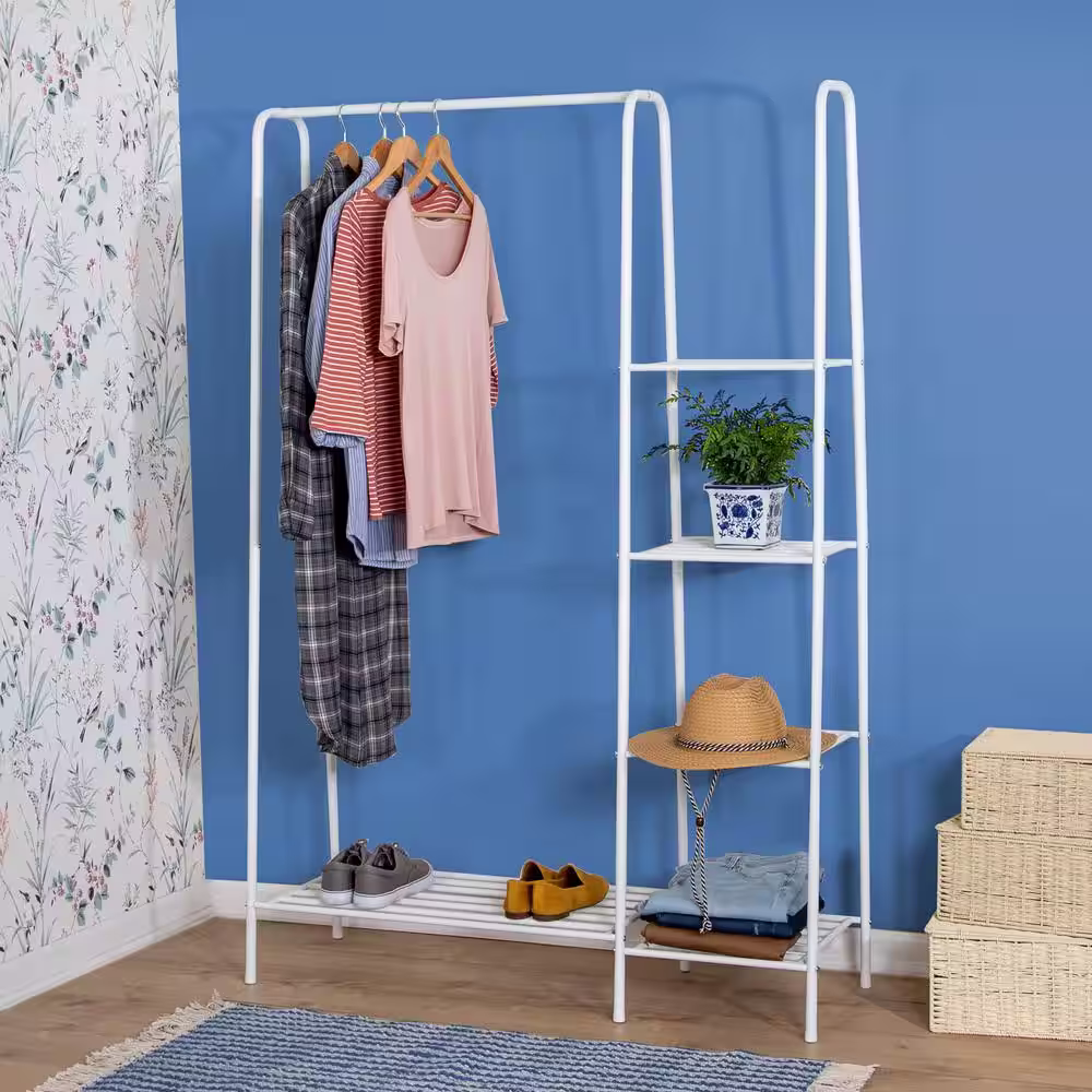 Honey-Can-Do White Steel Clothes Rack 45 in. W x 66 in. H