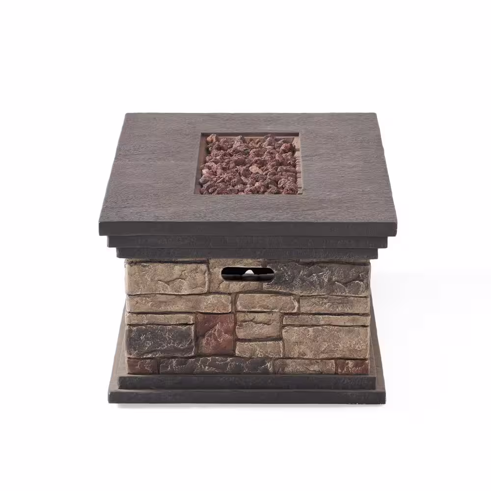 Noble House Fox Stone Rectangular Stone Fire Pit (No Tank Holder)