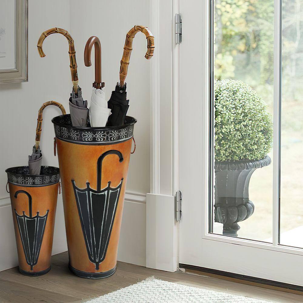 Benjara Brown Metal Umbrella Stand