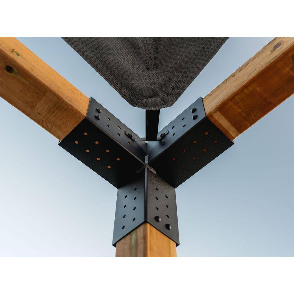 TOJA GRID 10 ft. L x 10 ft. W Pergola Kit with Denim Shade Sail, 4x4 Wood