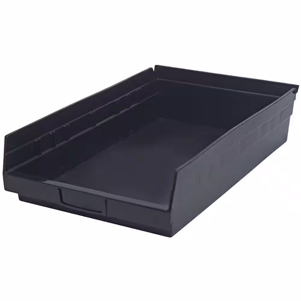 QUANTUM STORAGE SYSTEMS 4 In. Economy 6.68 Qt. Shelf Bin in Black (8-Pack)