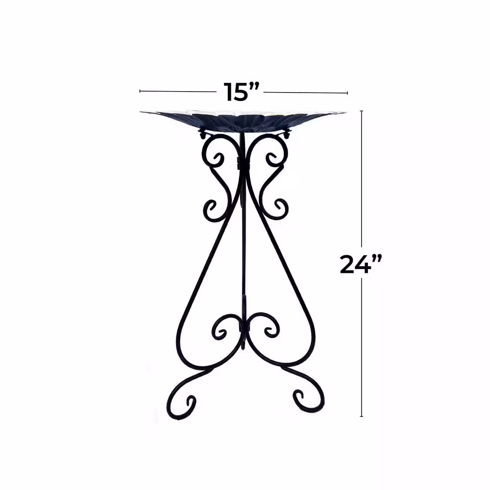 BACKYARD EXPRESSIONS PATIOÂ Â·Â HOMEÂ Â·Â GARDEN 24 in. White Metal Flower Birdbath