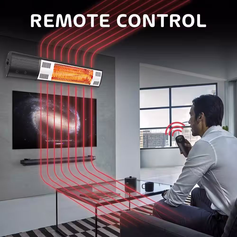 None 1500-Watt Indoor/Outdoor Metal Wall Mounted Heater with Remote Control