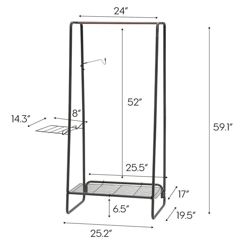 None Black Metal Garment Clothes Rack 24 in. W x 59 in. H