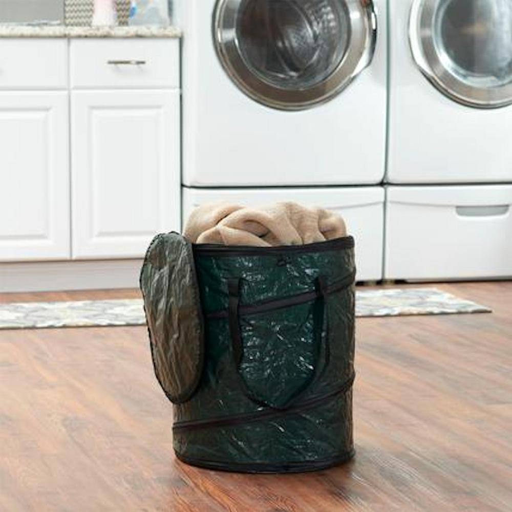 HOUSEHOLD ESSENTIALS Green Collapsible Pop Up Hamper