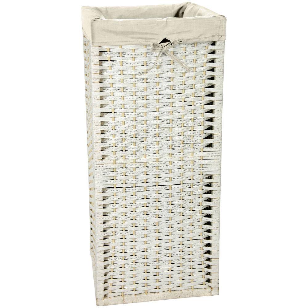 Oriental Furniture White Natural Fiber Laundry Trunk