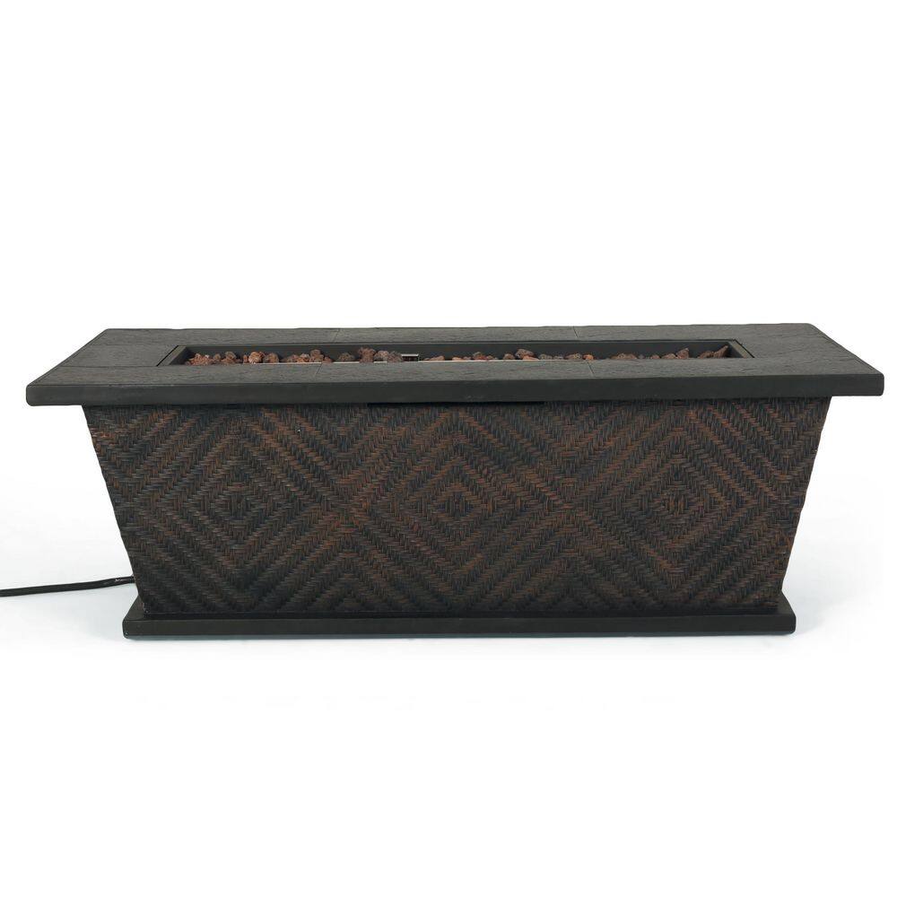 Noble House Abilene Brown Rectangular Stone Fire Pit (No Tank Holder)