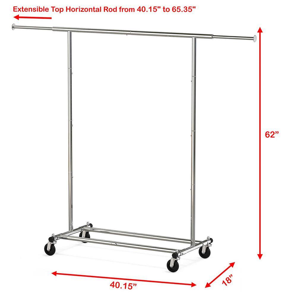 None Chrome Metal Garment Clothes Rack 40 in. W x 62 in. H