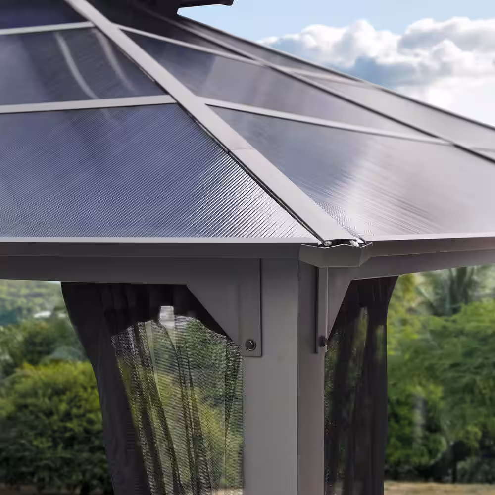 LAUREL CANYON 12 ft. x 12 ft. Polycarbonate Gazebo with Mosquito Netting (2-Tier)