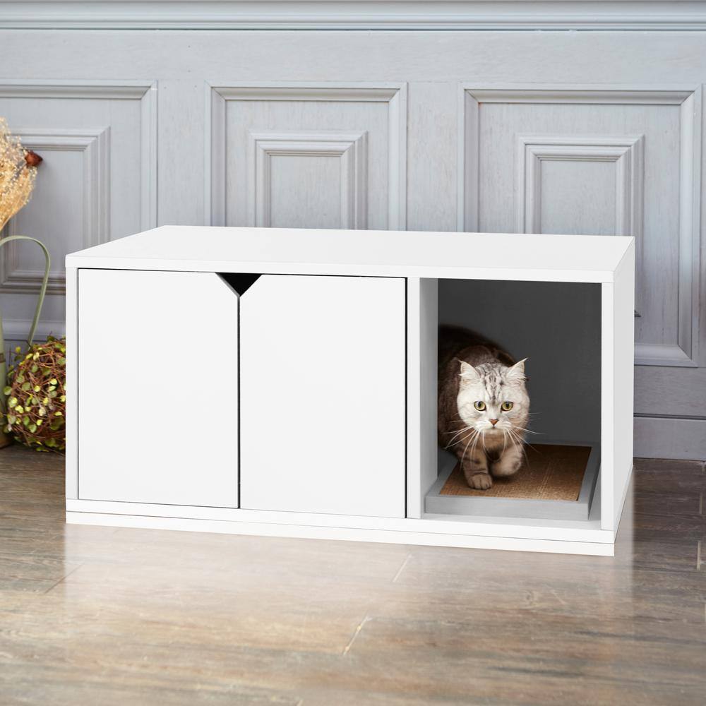 Way Basics Eco zBoard White Modern Cat Litter Box Enclosure Furniture