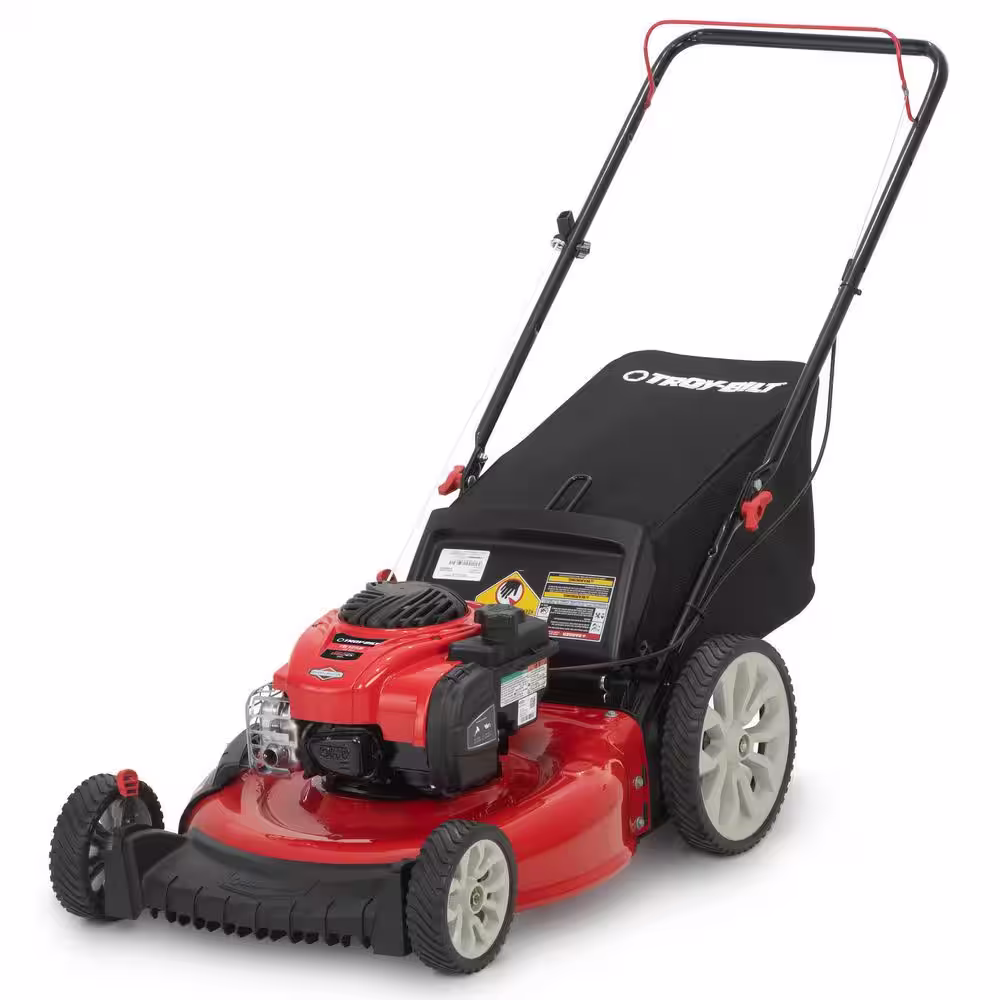 Troy-Bilt 21 in. 140 cc Briggs & Stratton Gas Walk Behind Push Mower with Rear Bag, Mulch and Side Discharge