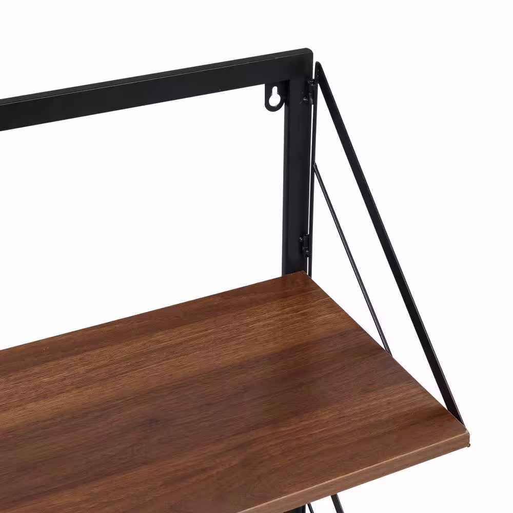 Honey-Can-Do Laundry Room Makeover 22 in. H x 24 in. W x 10 in. D 2-Tier Melamine and Steel Shelf in Black/Walnut