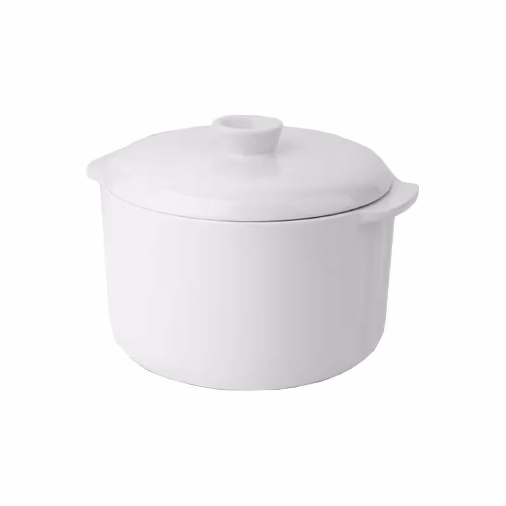 Tayama 1 qt. White Mini Ceramic Stew Slow Cooker with Pre-Settings and Built-In Timer