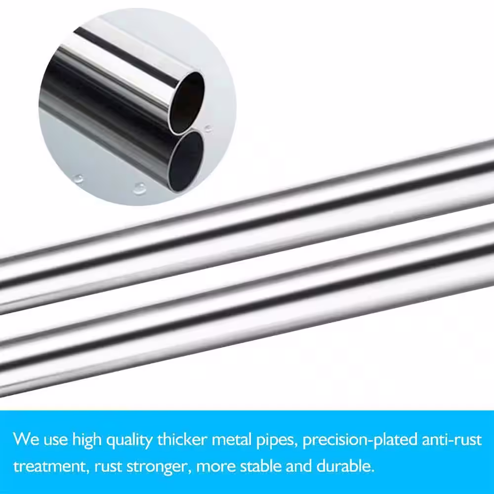 None Silver Iron Garment Clothes Rack Double Rods 50 in. W x 65 in. H