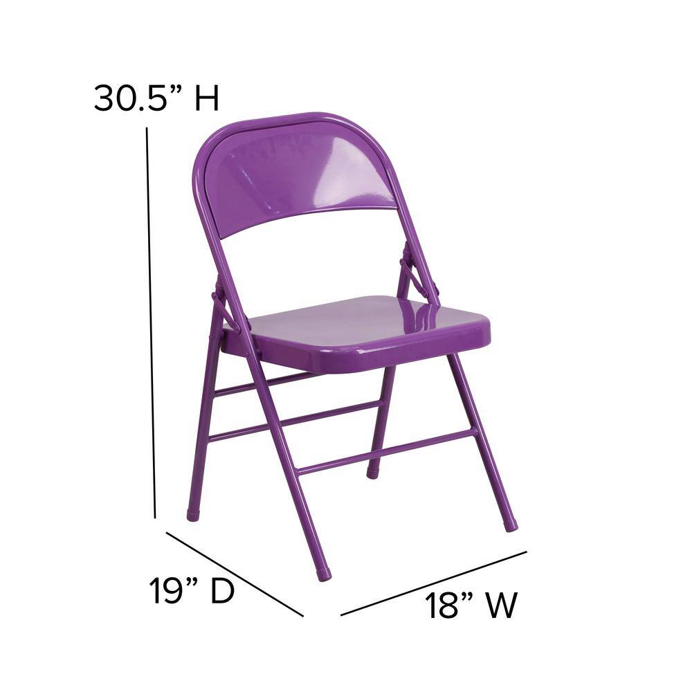 Carnegy Avenue Impulsive Purple Metal Folding Chair (2-Pack)