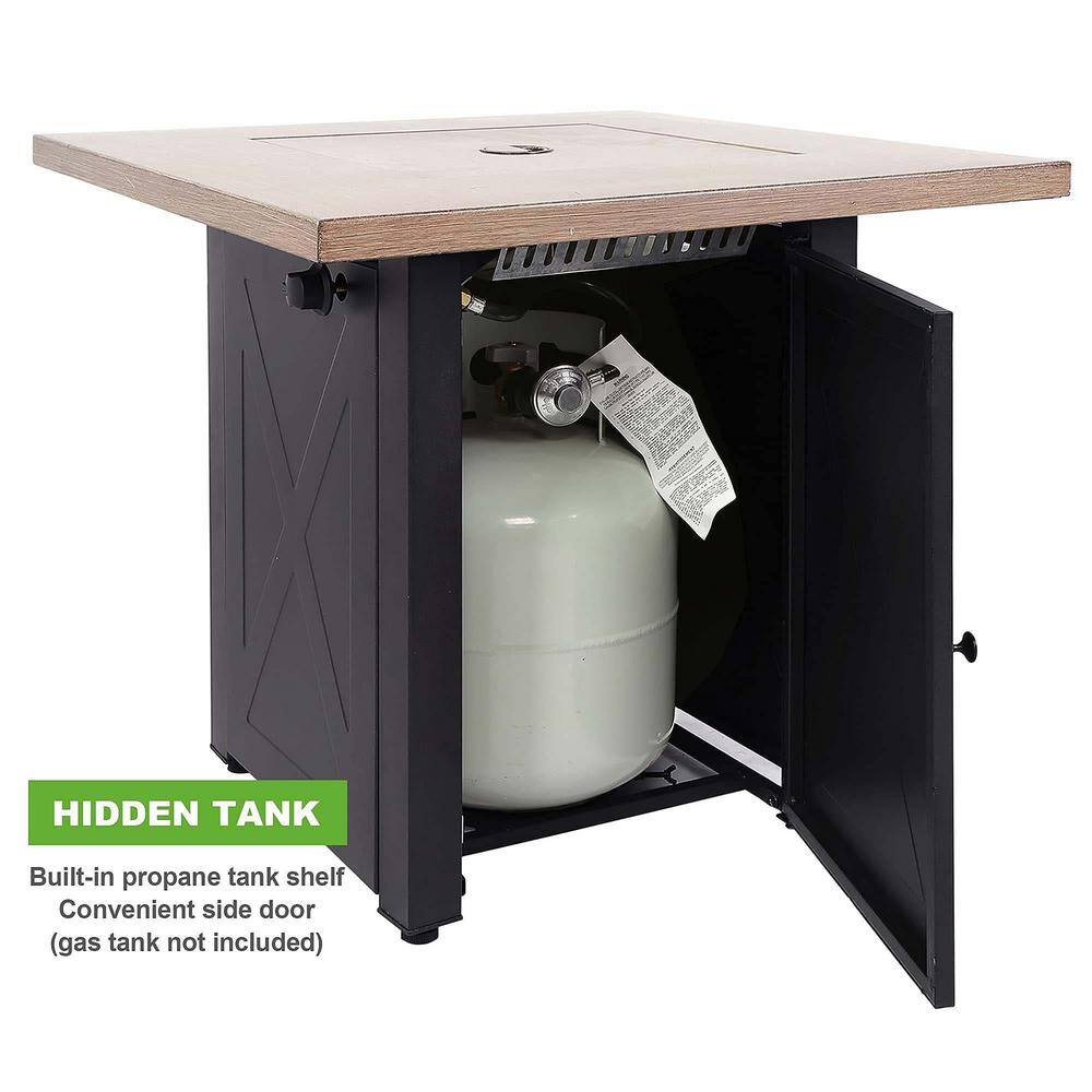 Sireck 28 in. Brown Square Metal Steel Fire Pit Table