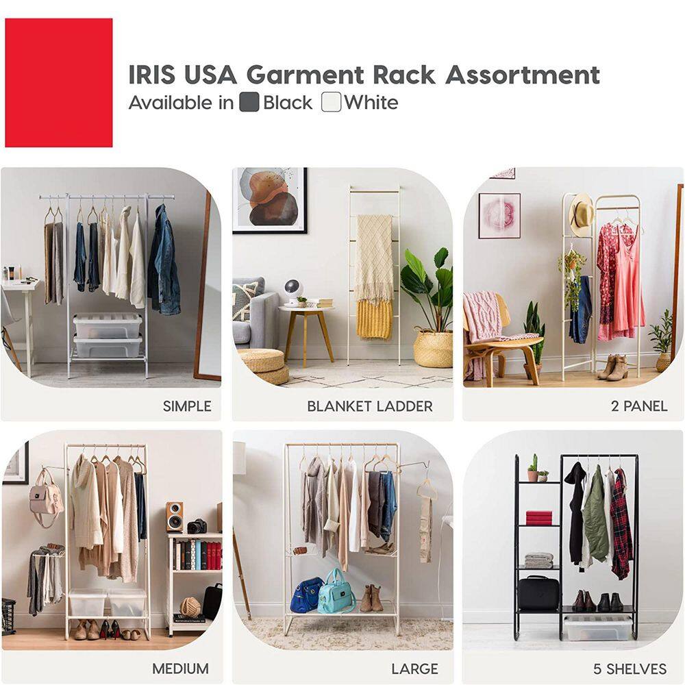 None White Metal Garment Clothes Rack 34 in. W x 59 in. H