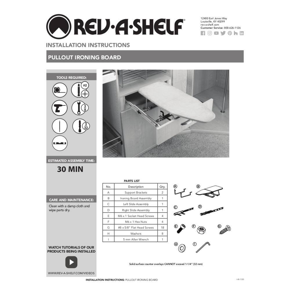 Rev-A-Shelf Chrom Pullout Ironing Board