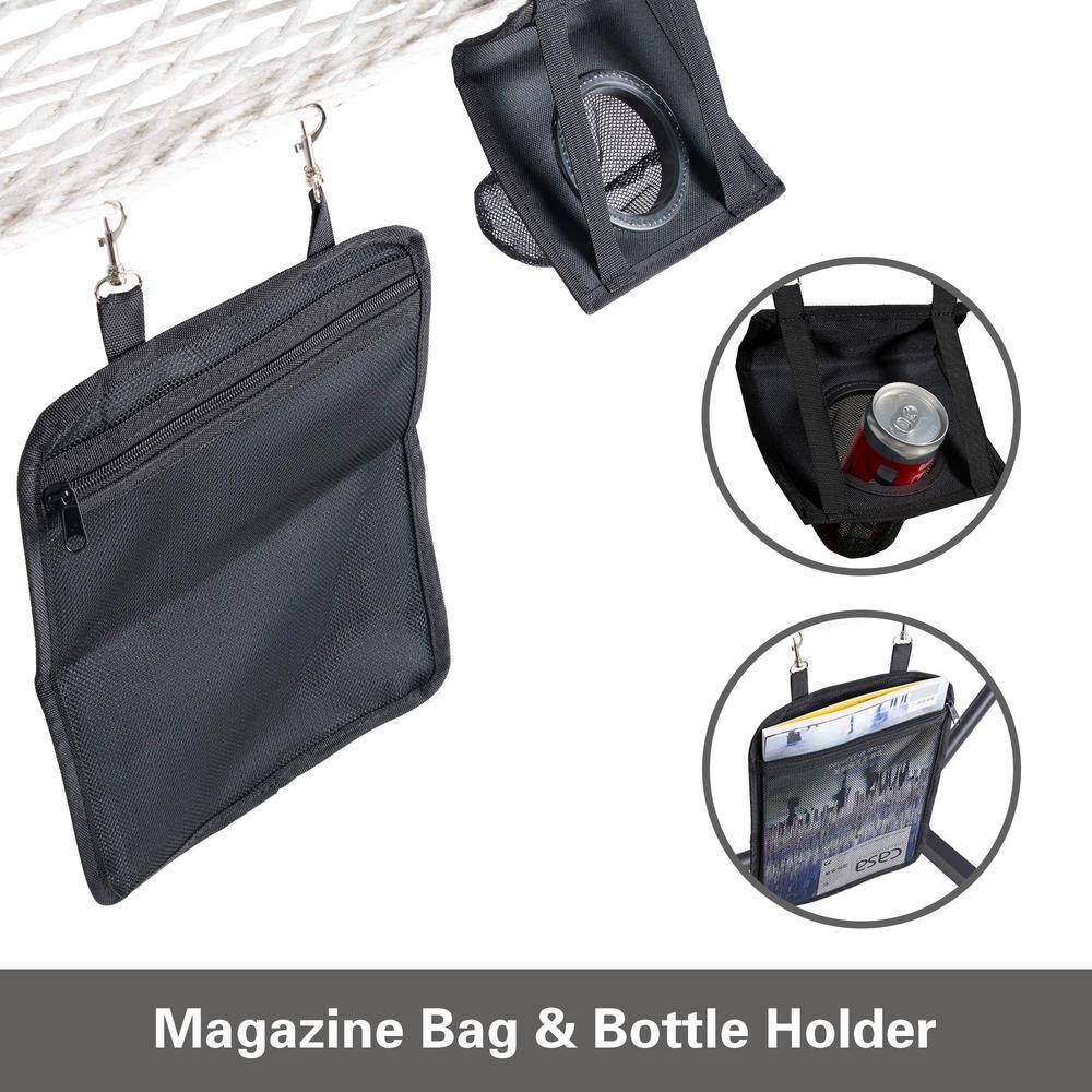 Atesun 10 ft. x 12 ft. Quilted Rope Hammock and 12 ft. Steel Stand with Detachable Pillow, Dark Gray