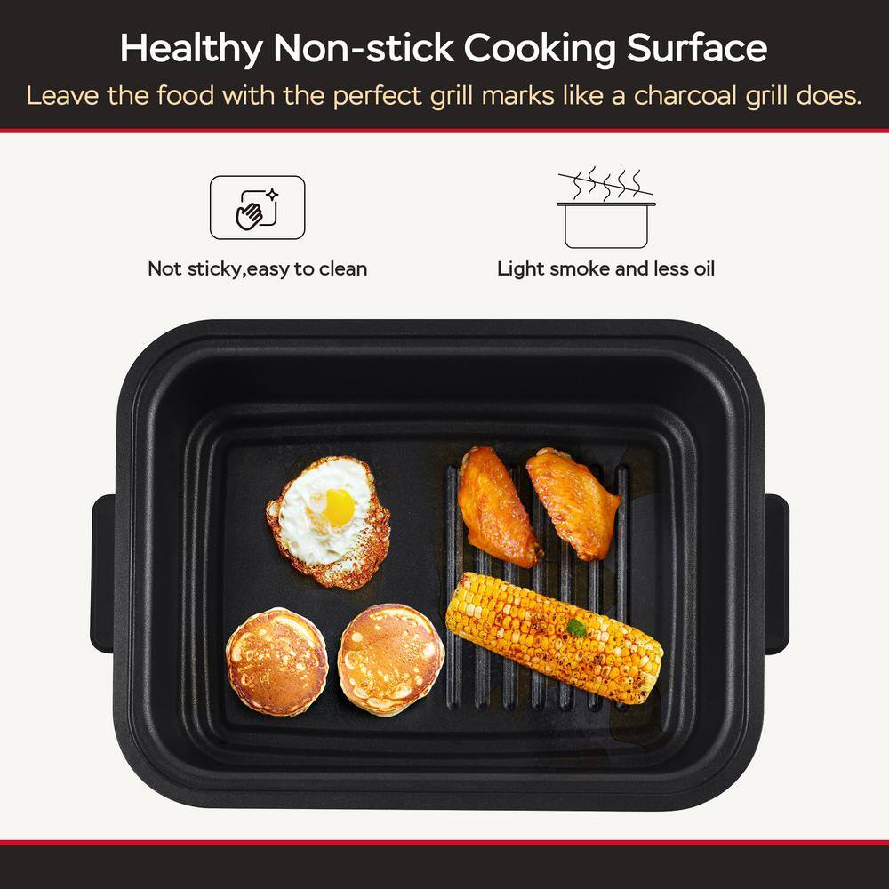 None 6 qt. Matte Black Smokeless Electric Grill Air Fryer with Preset Function and Removable Non-Stick Plate