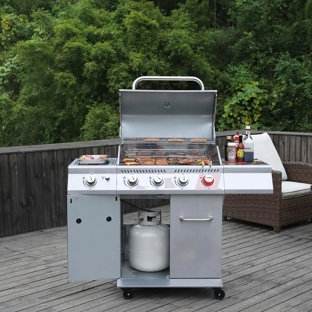 Royal Gourmet 4-Burner Propane Gas Grill in Stainless Steel with Sear Burner and Side Burner