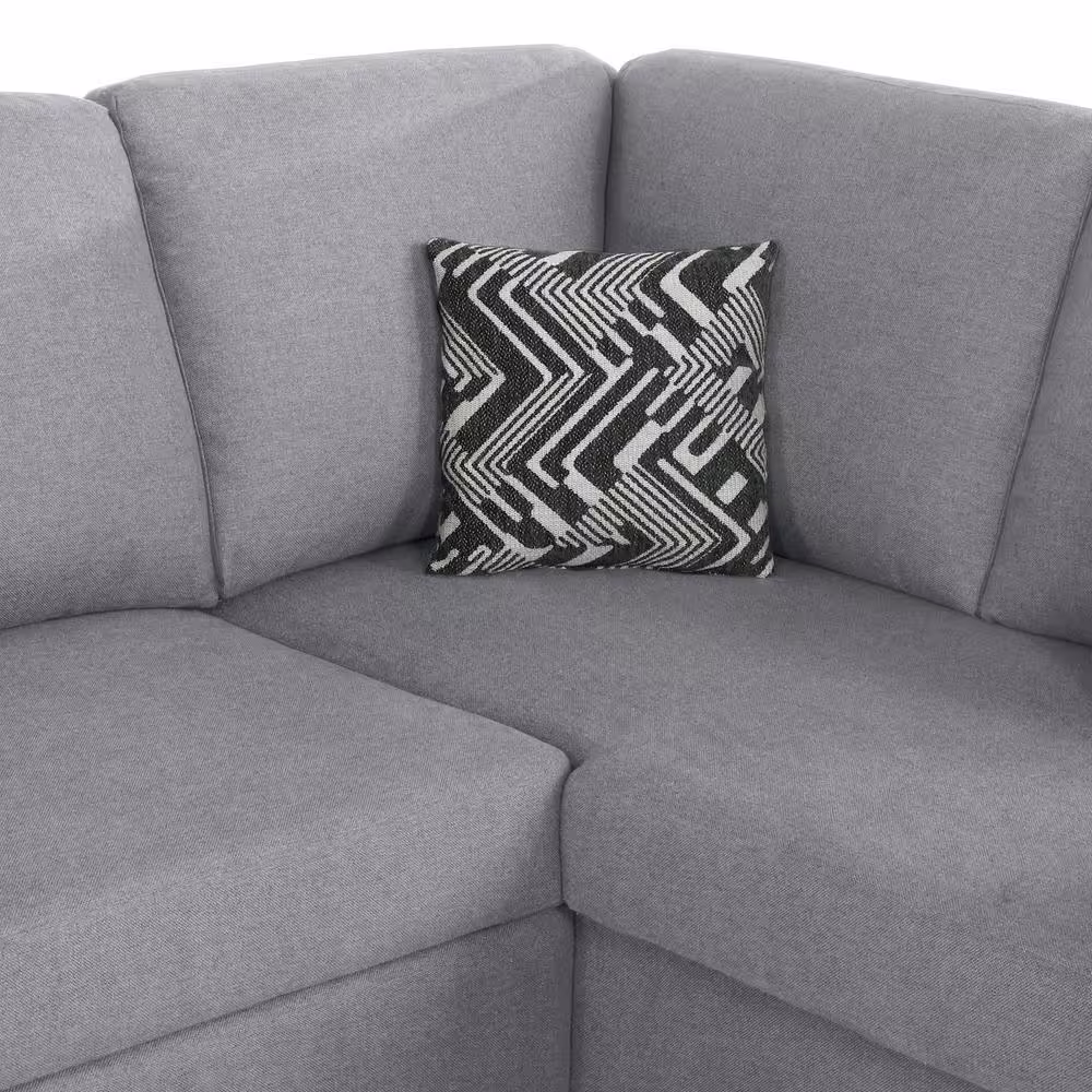 Serta 2-Piece Light Grey Polyester Fabric Bali Multifunctional Sectional Sofa with USB and Power