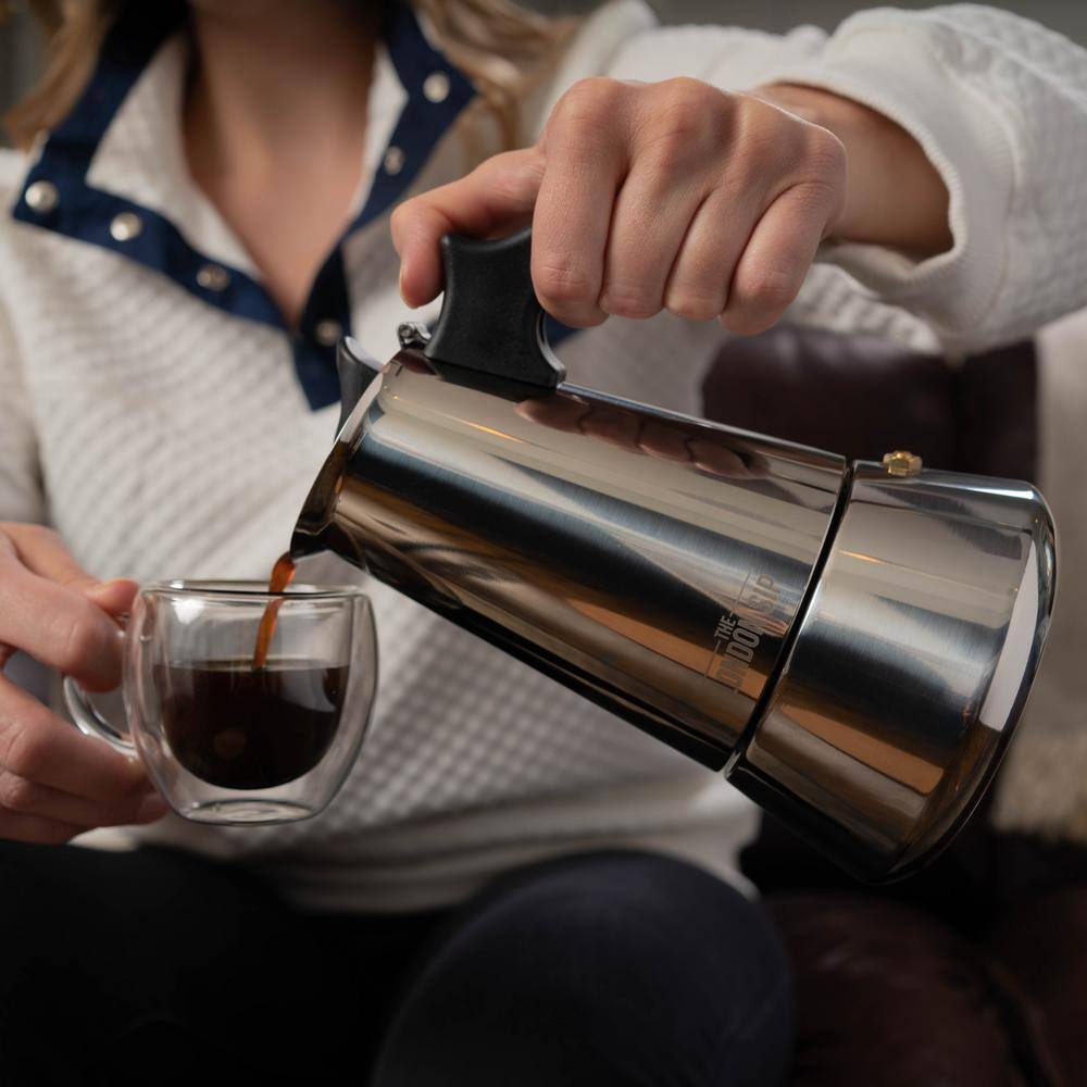 The London Sip London Sip Stovetop Espresso Maker, Silver, 6-Cup