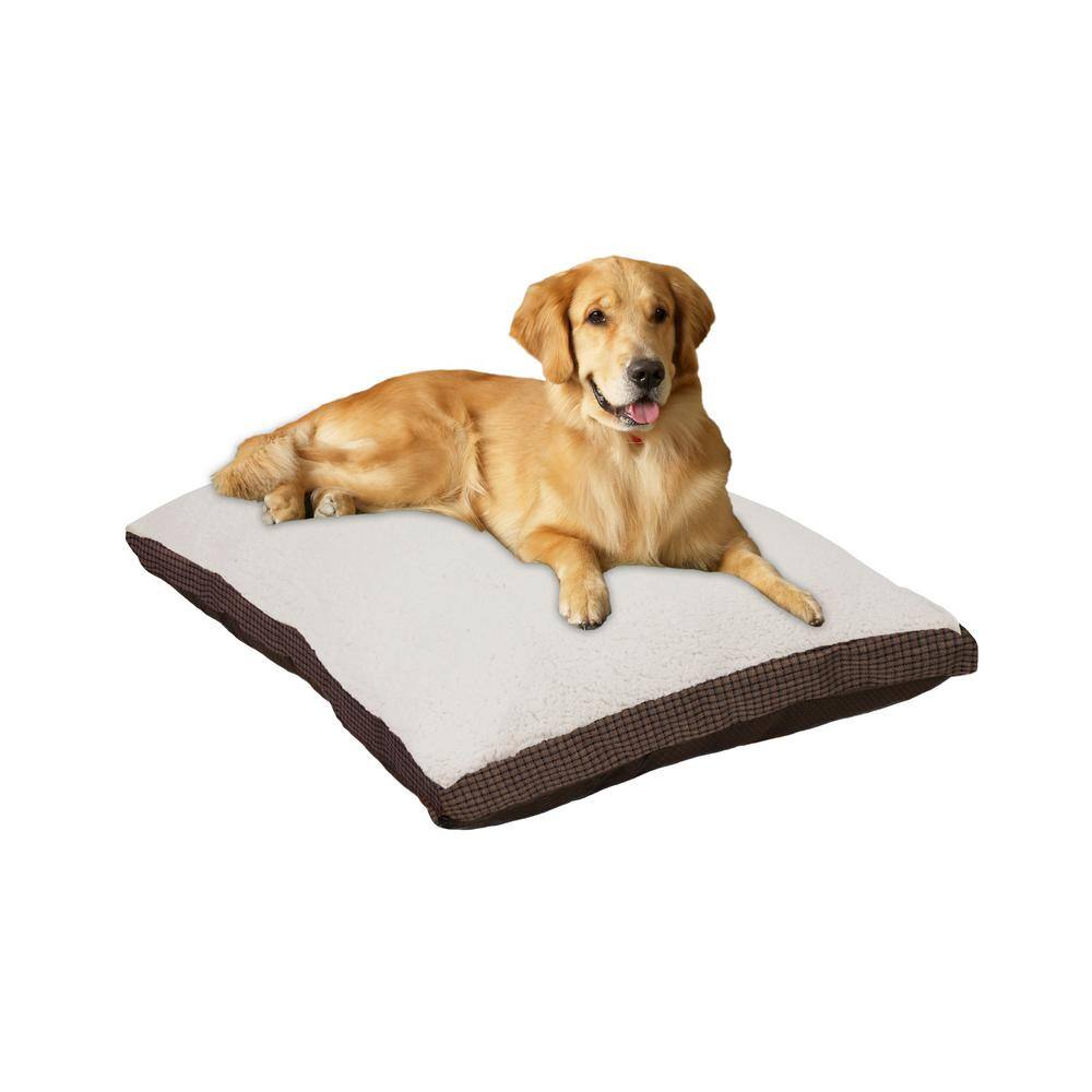 None Medium-Large Brown Sherpa Checkered Gusset Dogs Bed