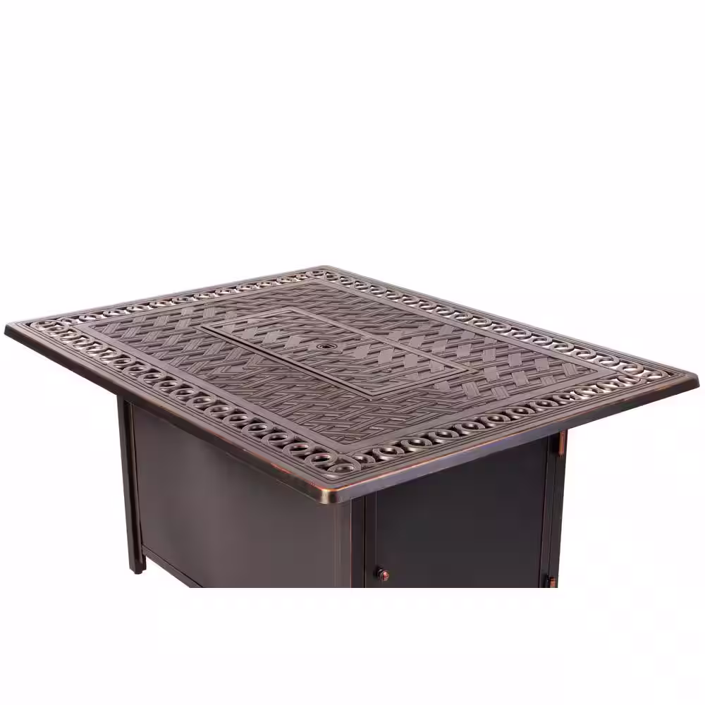 Fire Sense Meerin 48 in. x 24 in. Rectangle Aluminum LPG Fire Pit Table in Antique Bronze