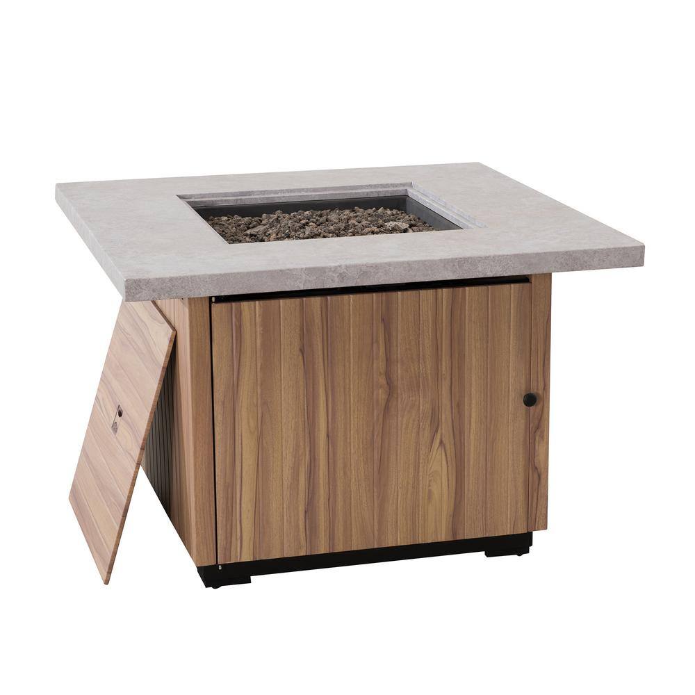 AMBERCOVE Roberts 38 in. W x 25.59 in. H Square LP Fire Pit Table