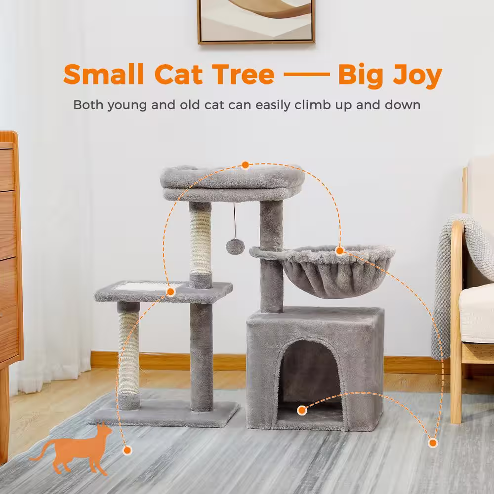 None Modern Cat Scratching Posts and Trees, Cat House, Cat Tree in Grey