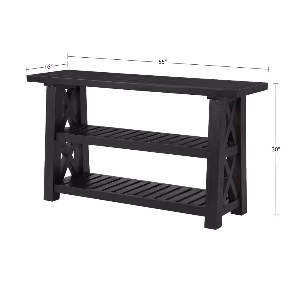 Martin Svensson Home Bolton 55 in. Black Stain Rectangle Solid Wood Console Table