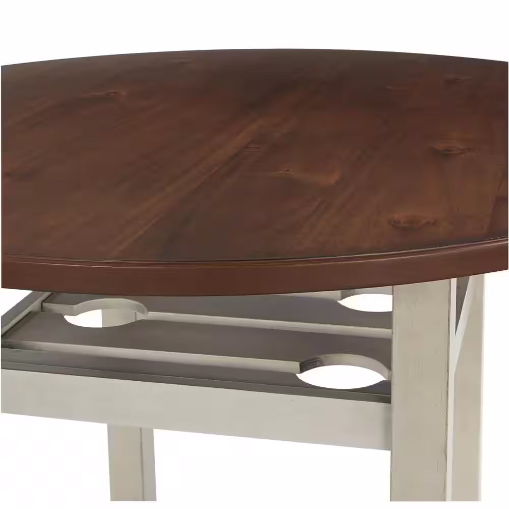 OSP Home Furnishings Berkley 5-Piece Set Table Chairs in Antique White with Wood Stain