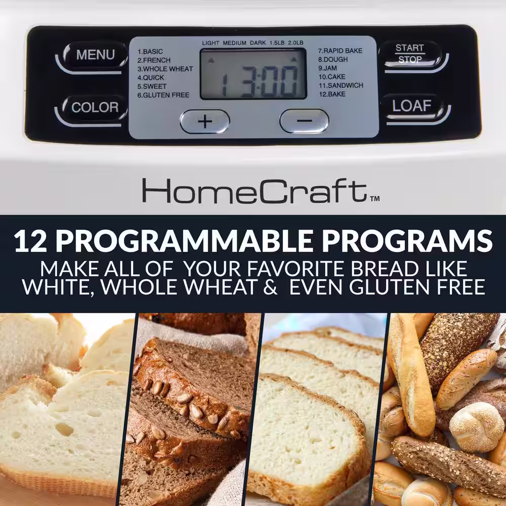 HomeCraft 2 lb. White Bread Make with 12-Settings