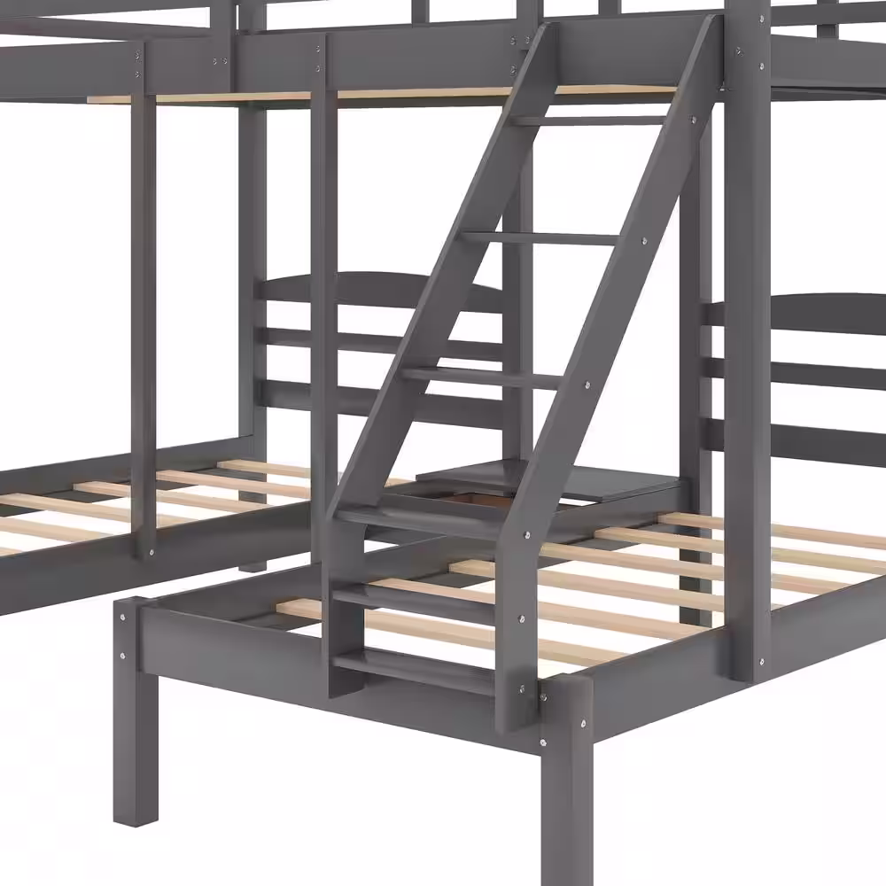Harper & Bright Designs Full Over Twin Wood Triple Bunk Bed