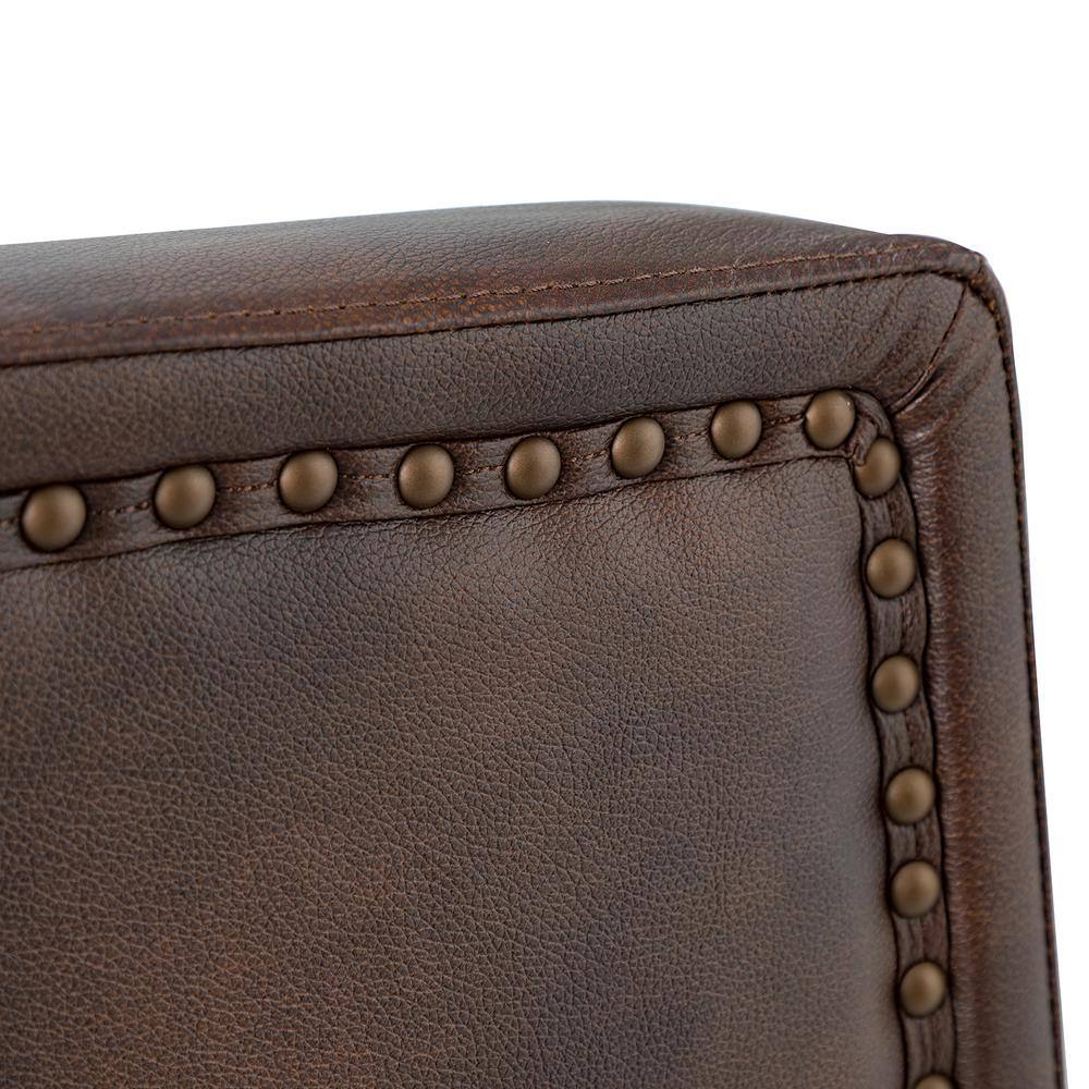 ARTFUL LIVING DESIGN Elvira 28.74'' Wide Choclate Genuine Leather Swivel Chair with Squared Arms Set of 2