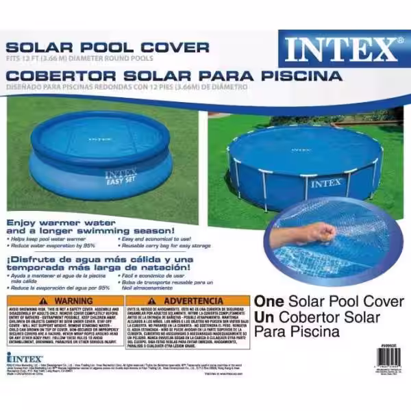 Intex Swimming Pool Solar Tarp Bundled with Metal Frame Above Ground Swimming Pool