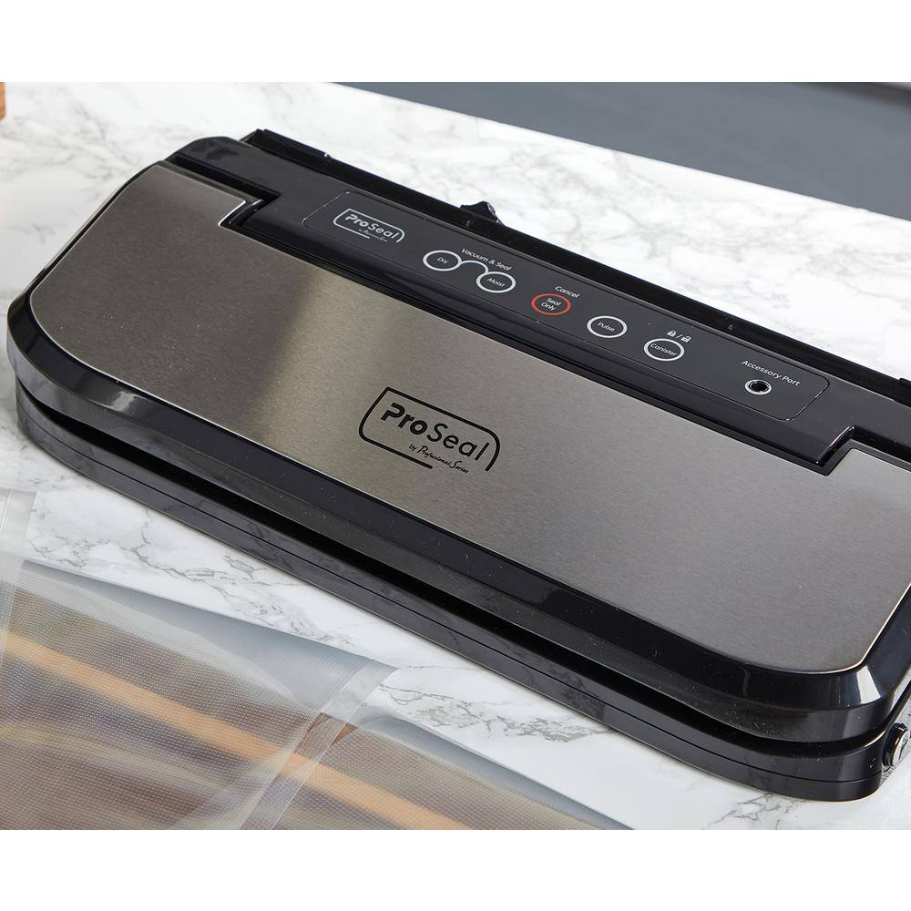 ProSeal Black Food Vacuum Sealer with 11.8 in. Airtight Heat Seal, Dry and Moist Modes, Bag Cutter, Starter Kit Included