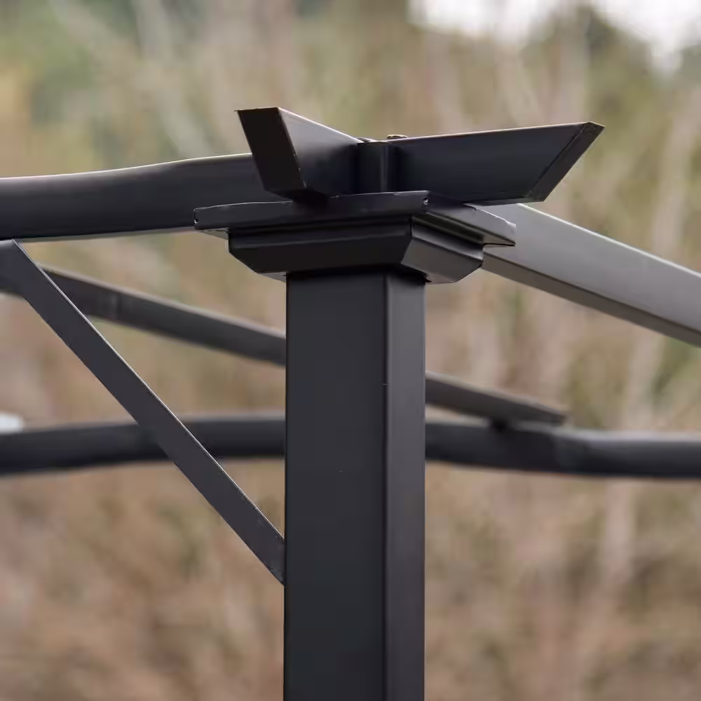 Mondawe 10 ft. x 8 ft. Sunshade Pergola Metal Frame Gazebo Grape Trellis with Retractable Canopy