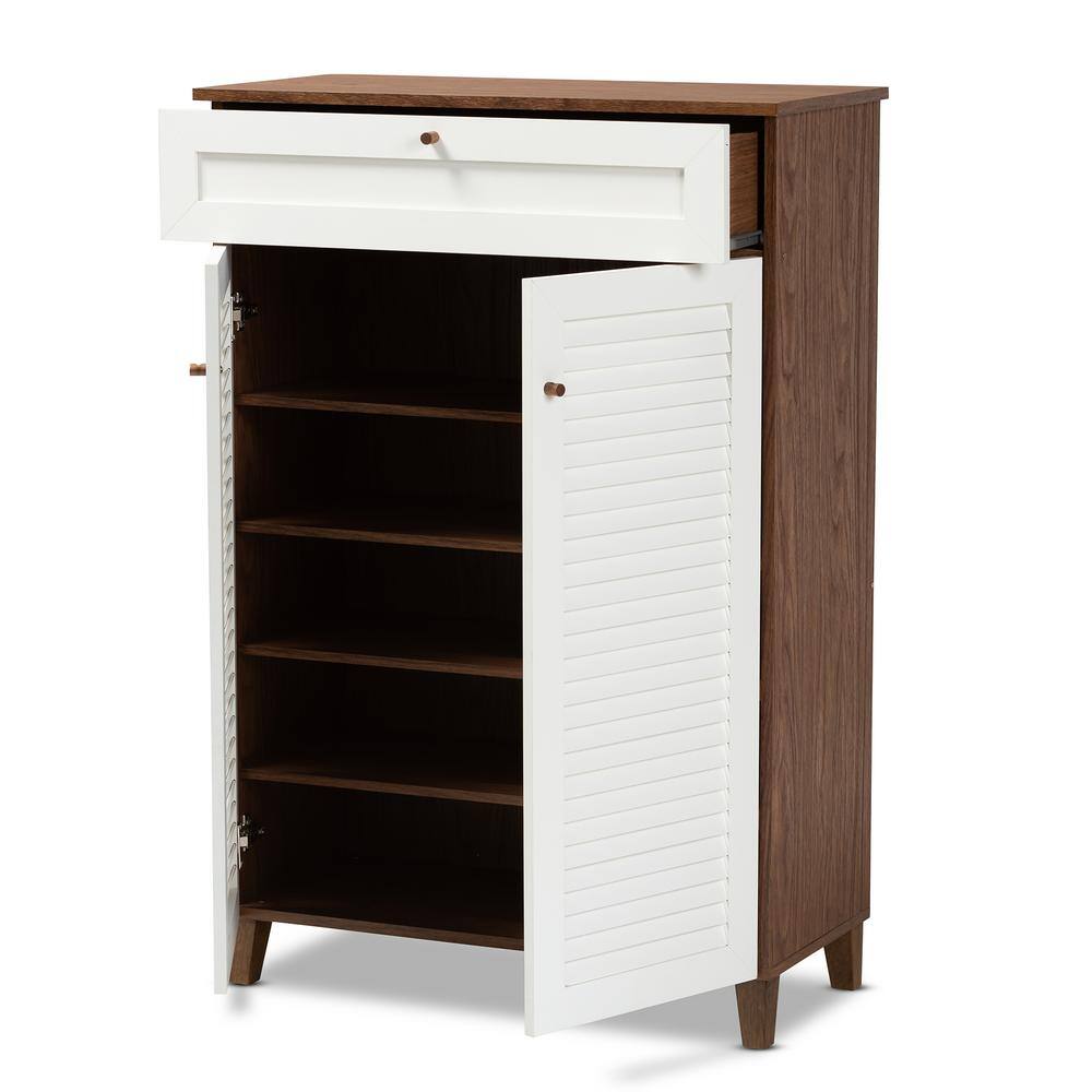 Baxton Studio 45.12 in. H x 30.63 in. W White MDF Shoe Storage Cabinet