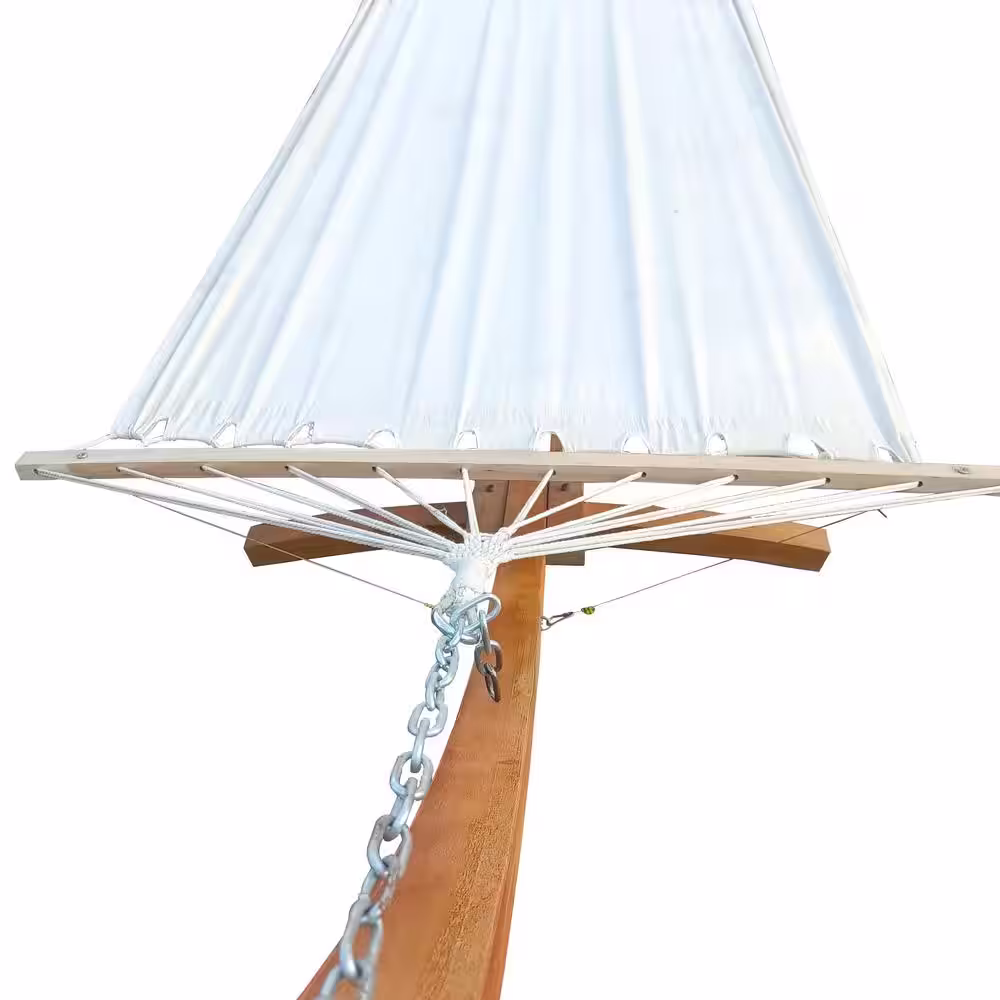 None 13 ft. Canvas Free Standing Hammock Bed Hammock with Stand in White