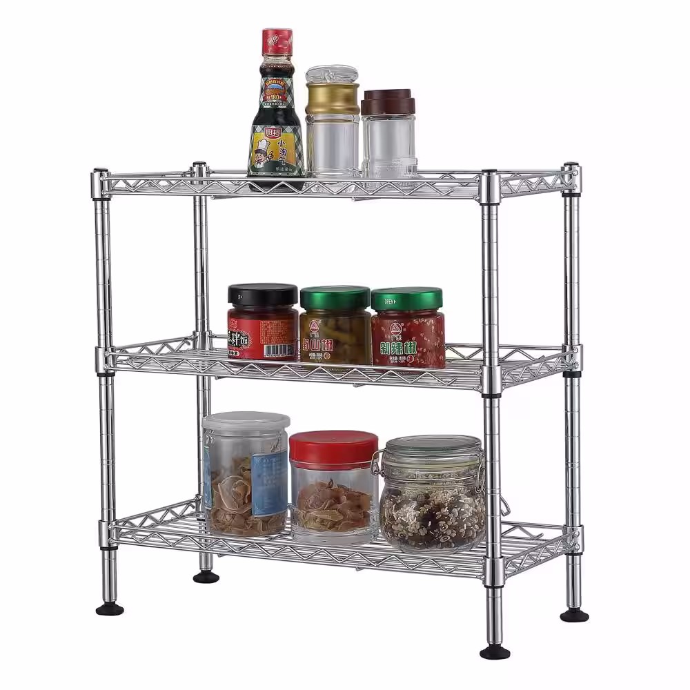 None Modern Silver Wire Shelf (17.72 in. D x 7.87 in. W)