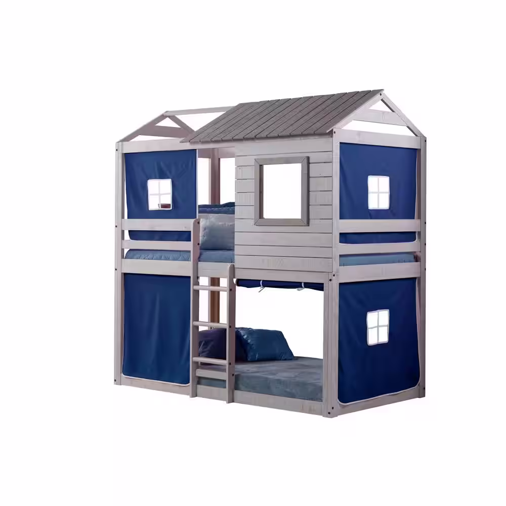 Donco Kids Deer Blind Blue Tent Twin Bunk Bed Loft