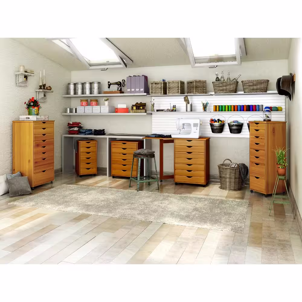 Adeptus Pine 6 Plus 2 Drawer Wide Roll Cart