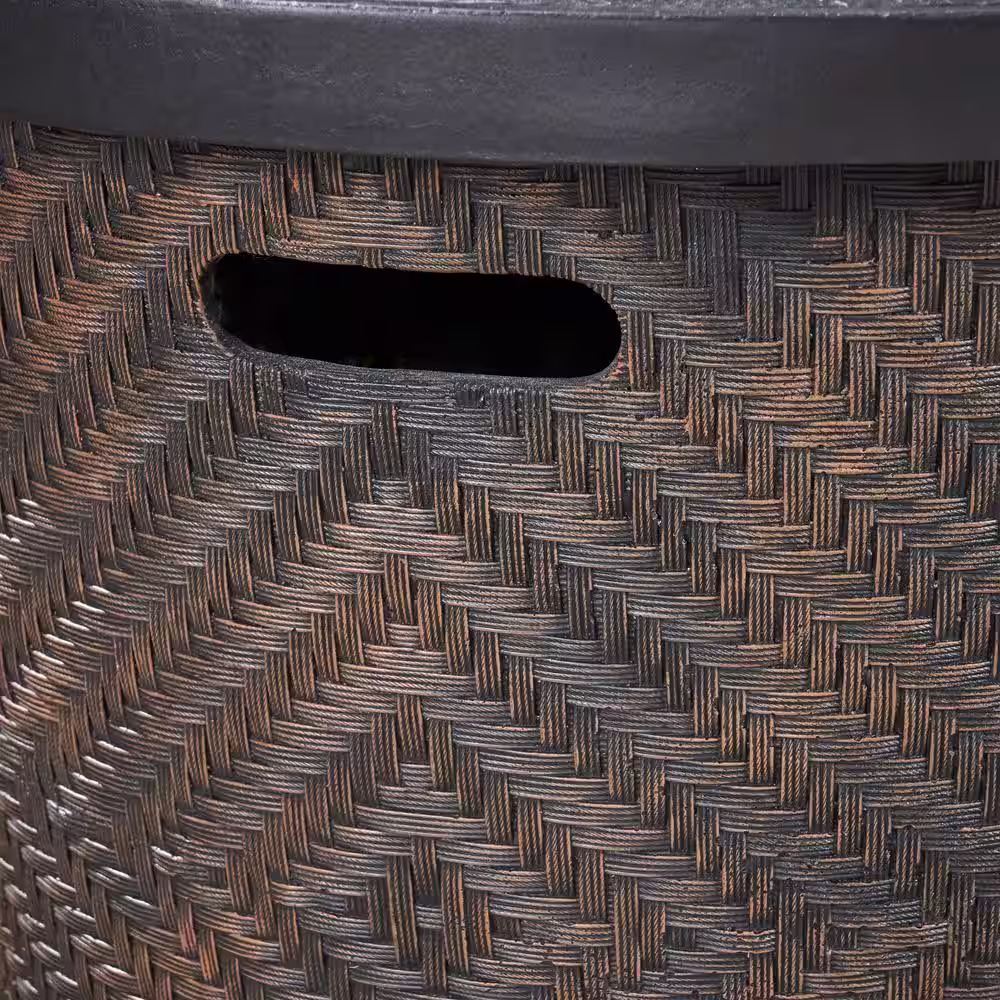 Noble House Payton 32 in. x 24 in. Circular Concrete Propane Fire Pit in Brown