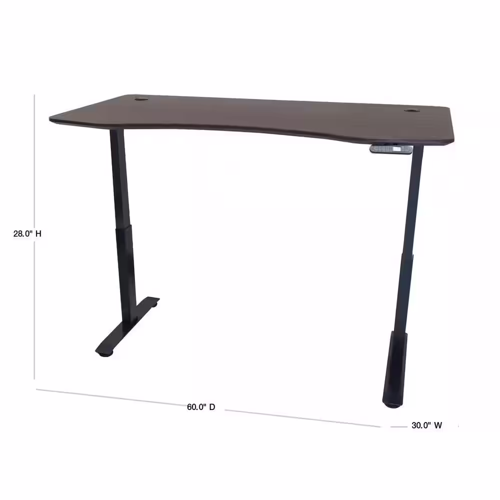Motionwise 60 in. Rectangular Walnut/Black Standing Desk with Adjustable Height Feature